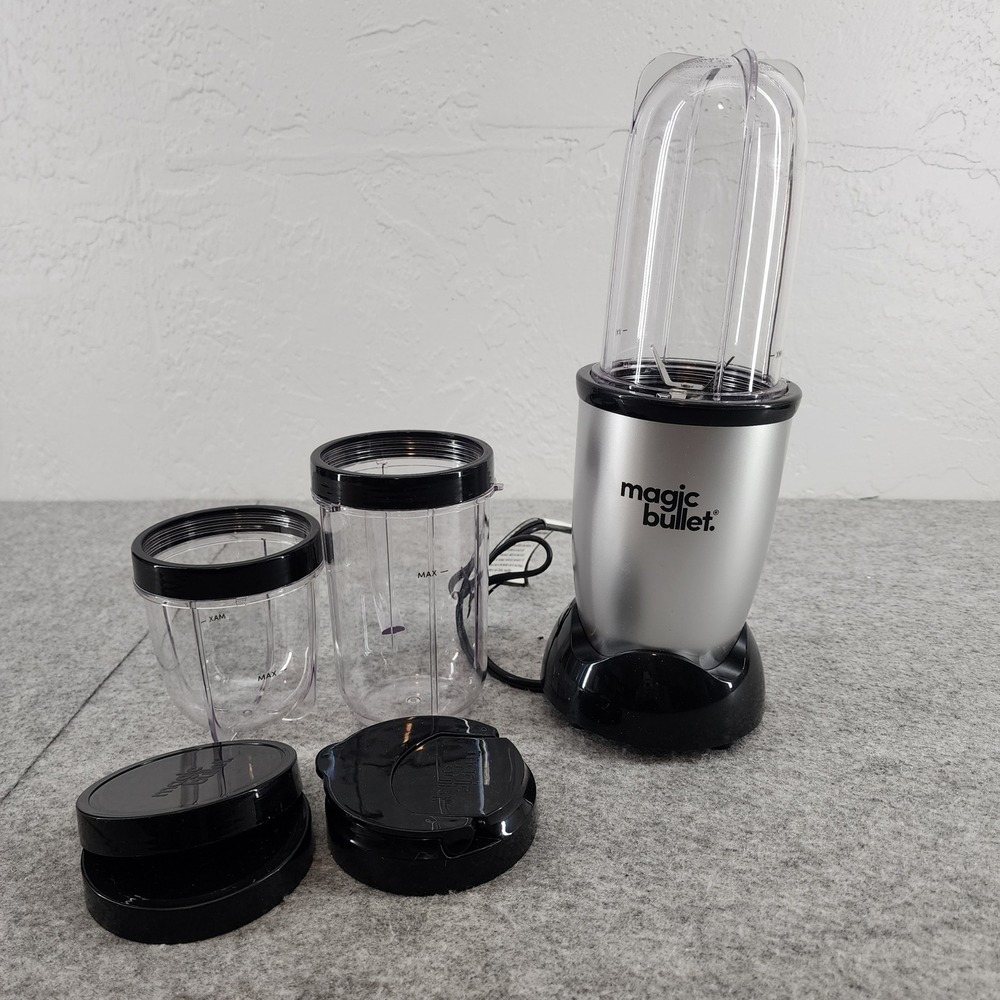 Magic Bullet Personal Blender Silver Black MBR-1101U Small Kitchen Appliance Set